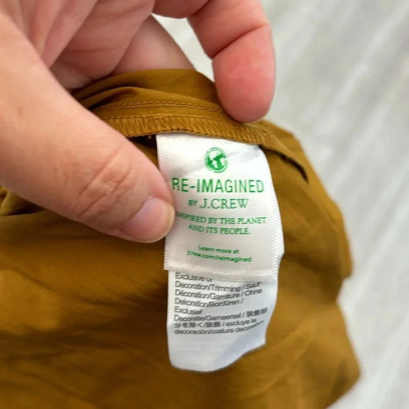 NWT J. Crew Smocked-waist cotton poplin midi skirt SZ large dark mustard color - Picture 7 of 12